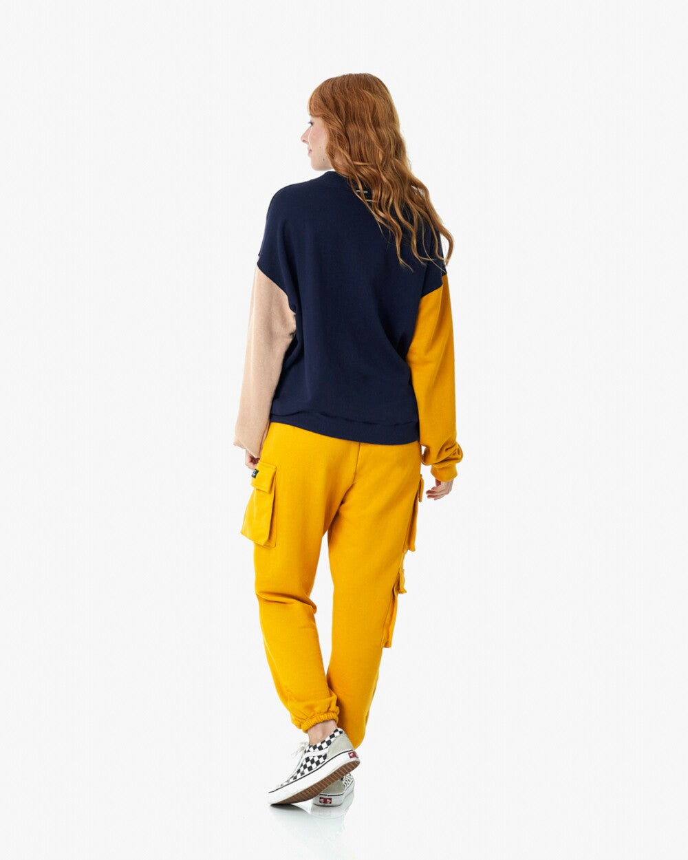 Moletom Careca Feminino Color Block Wild - Marinho