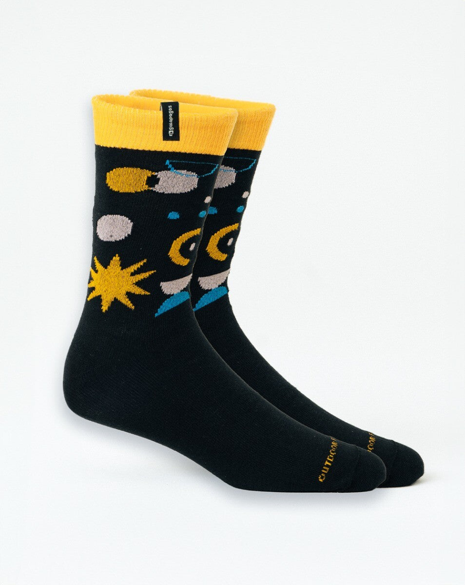 Meia Casual Token Preta e Amarela
