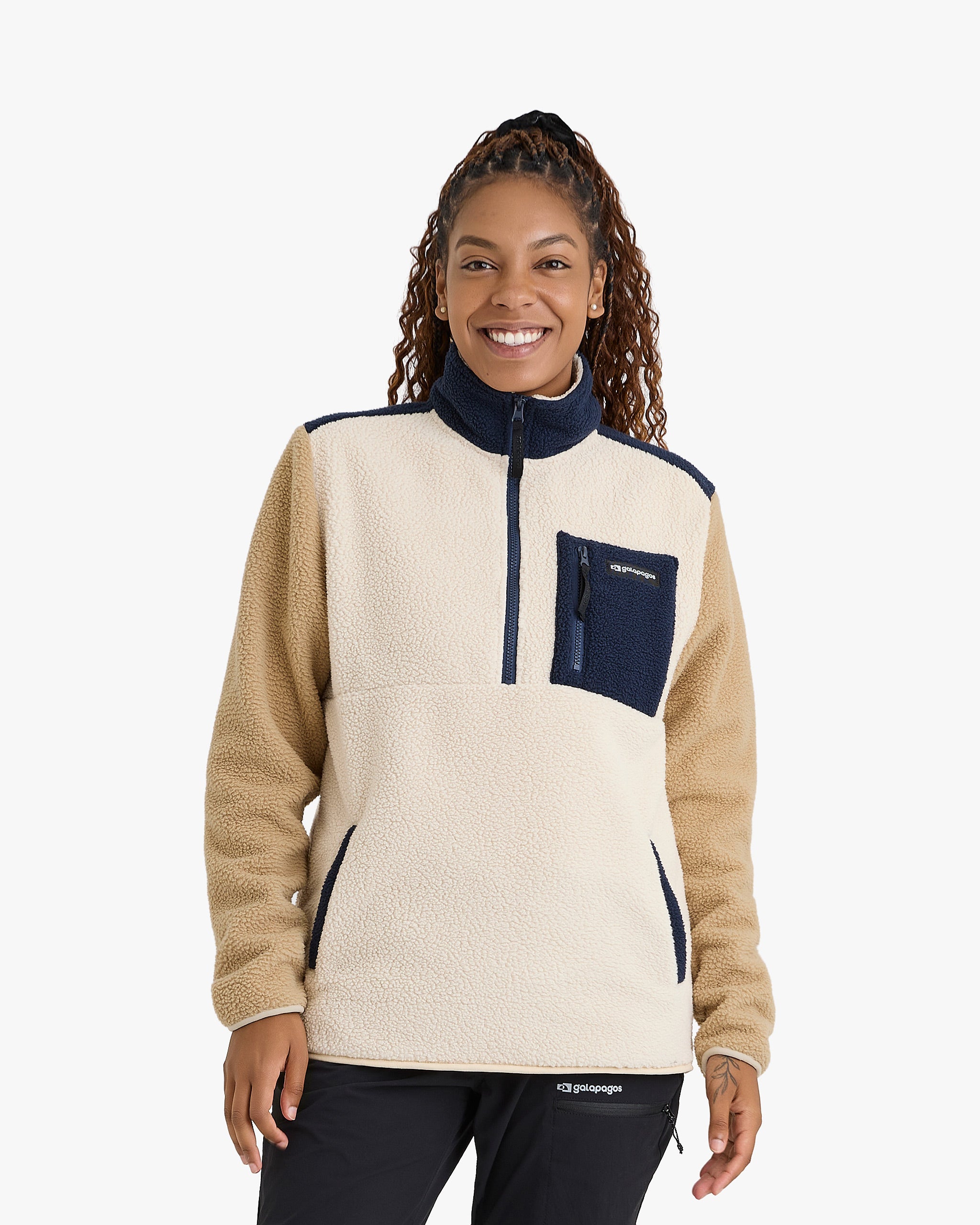 Blusão Fleece Sherpa Off White e Cáqui | Galapagos Outdoor