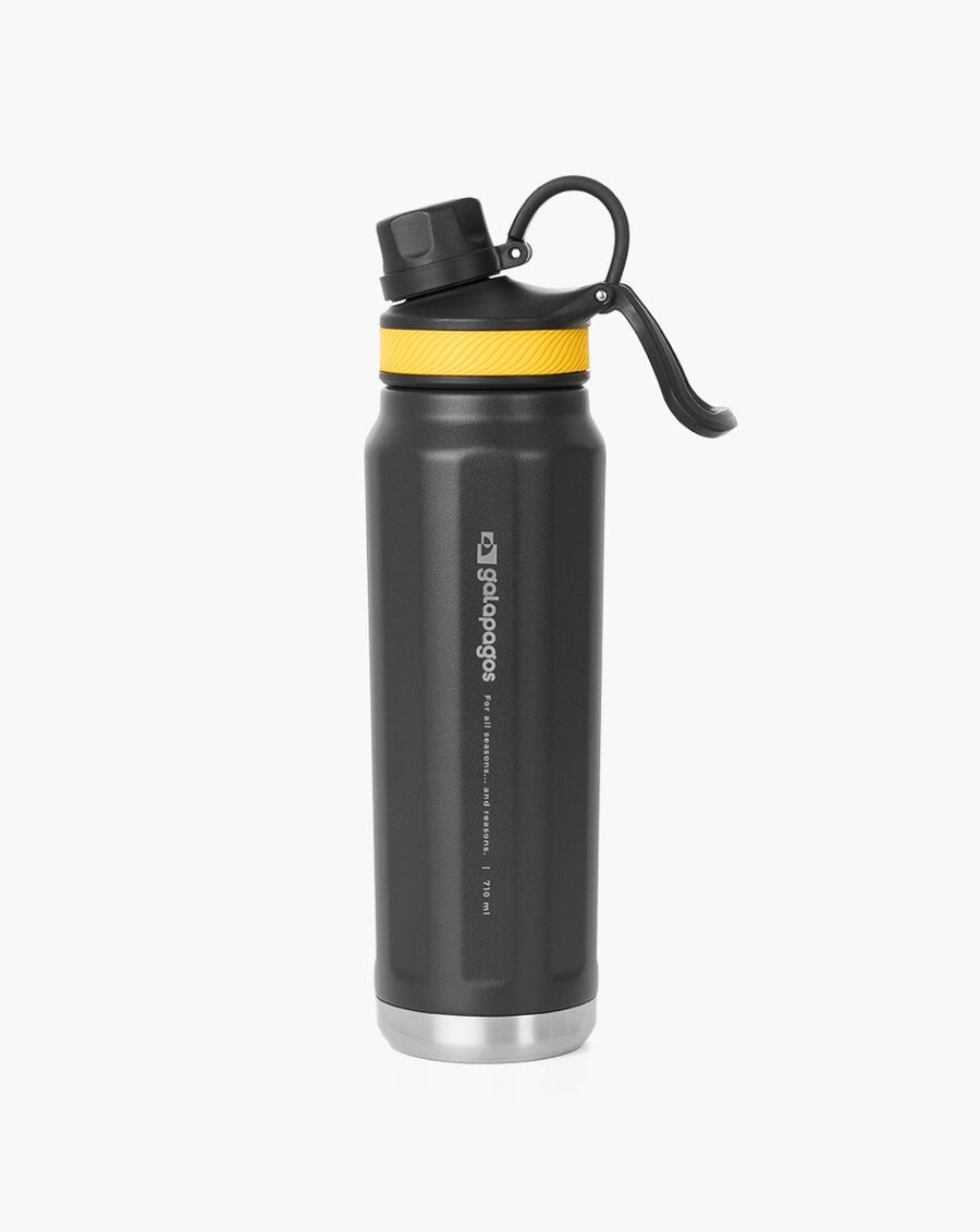 Garrafa Térmica Cascade 710ml - Preta e Amarela - Galapagos Outdoor