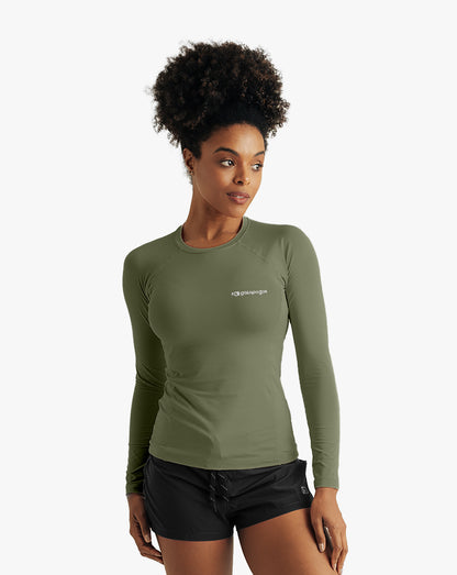 Blusa Segunda Pele UV Vella Feminina - Verde Oliva - Galapagos Outdoor