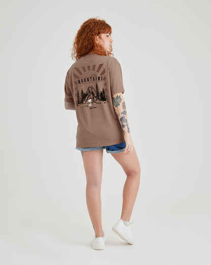 Camiseta Snoopy Mountains - Caqui