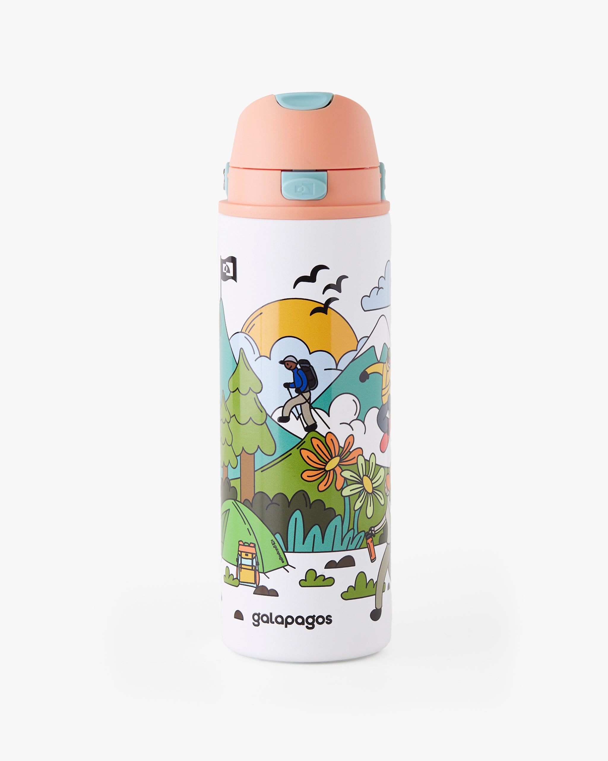 Garrafa Duo Flow Estampada Evolution 710ml - Salmão e Azul