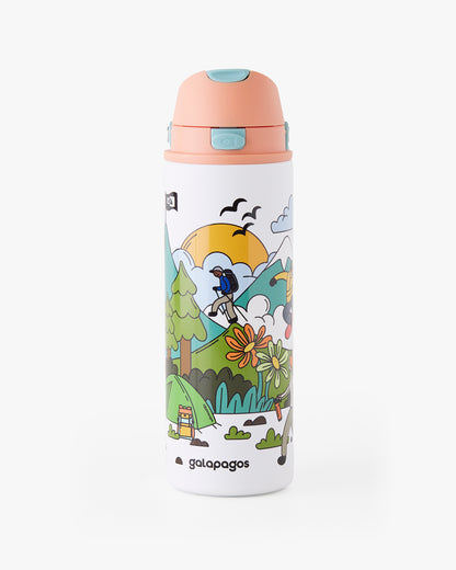 Garrafa Duo Flow Estampada Evolution 710ml - Salmão e Azul