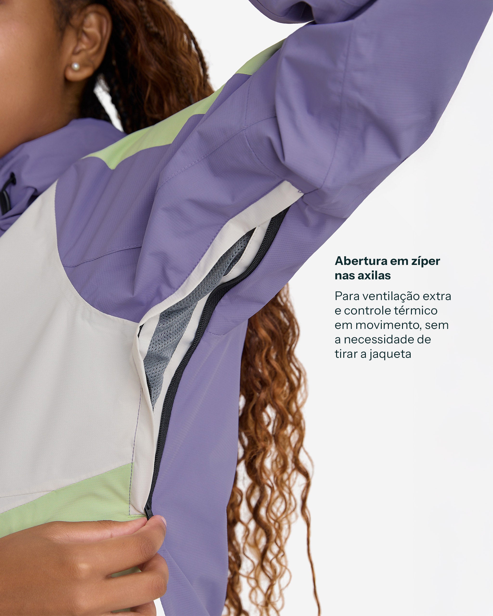 Jaqueta Impermeável Darwin Evolution 2.0 Feminina - Lavanda e Verde
