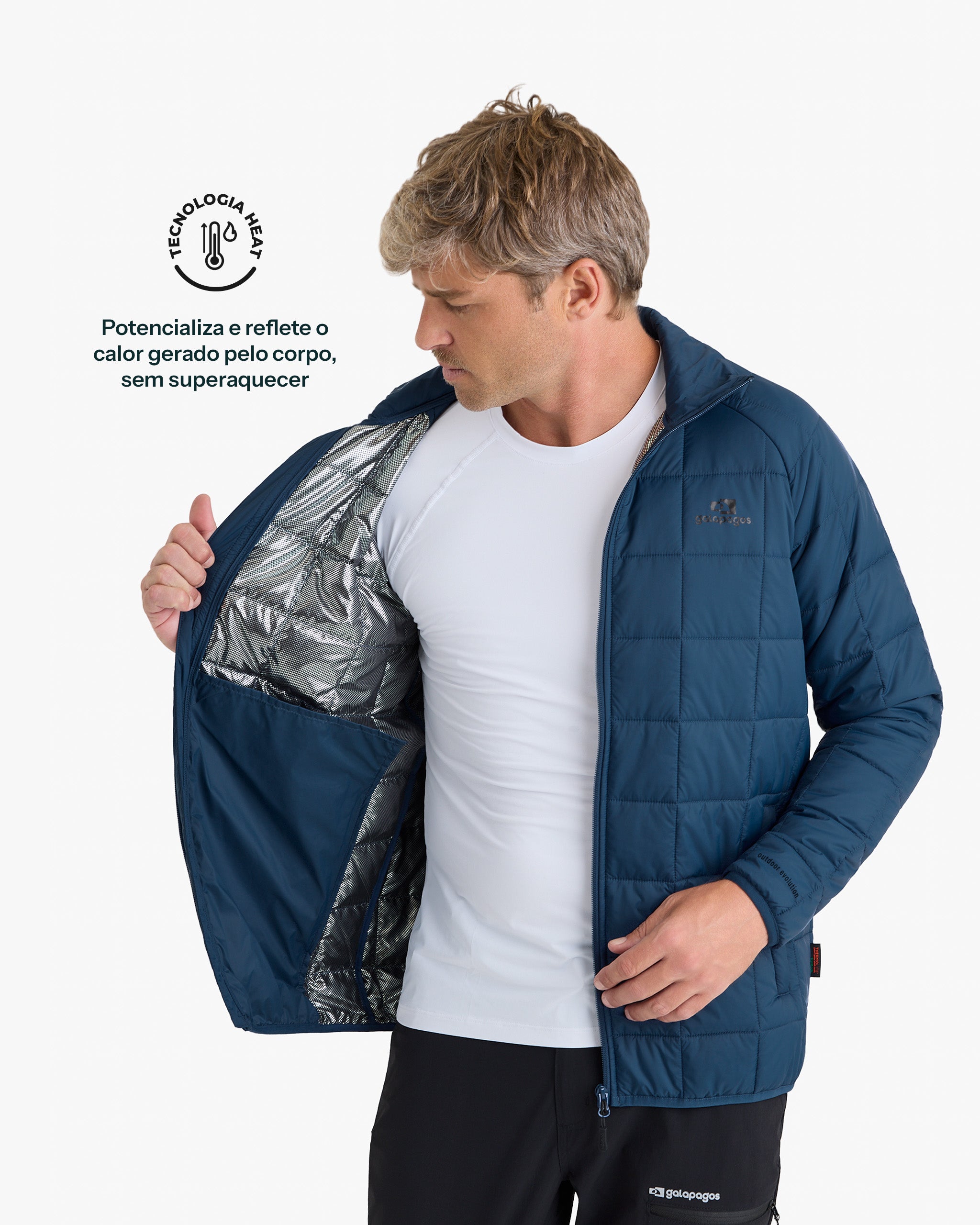 Jaqueta Puffer Ibex Thermolite Heat Masculina - Azul Marinho