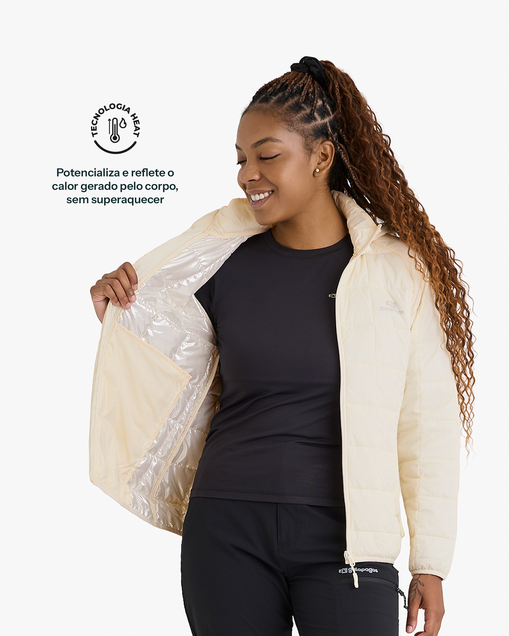 Jaqueta Puffer Ibex Thermolite Heat Feminina - Off White