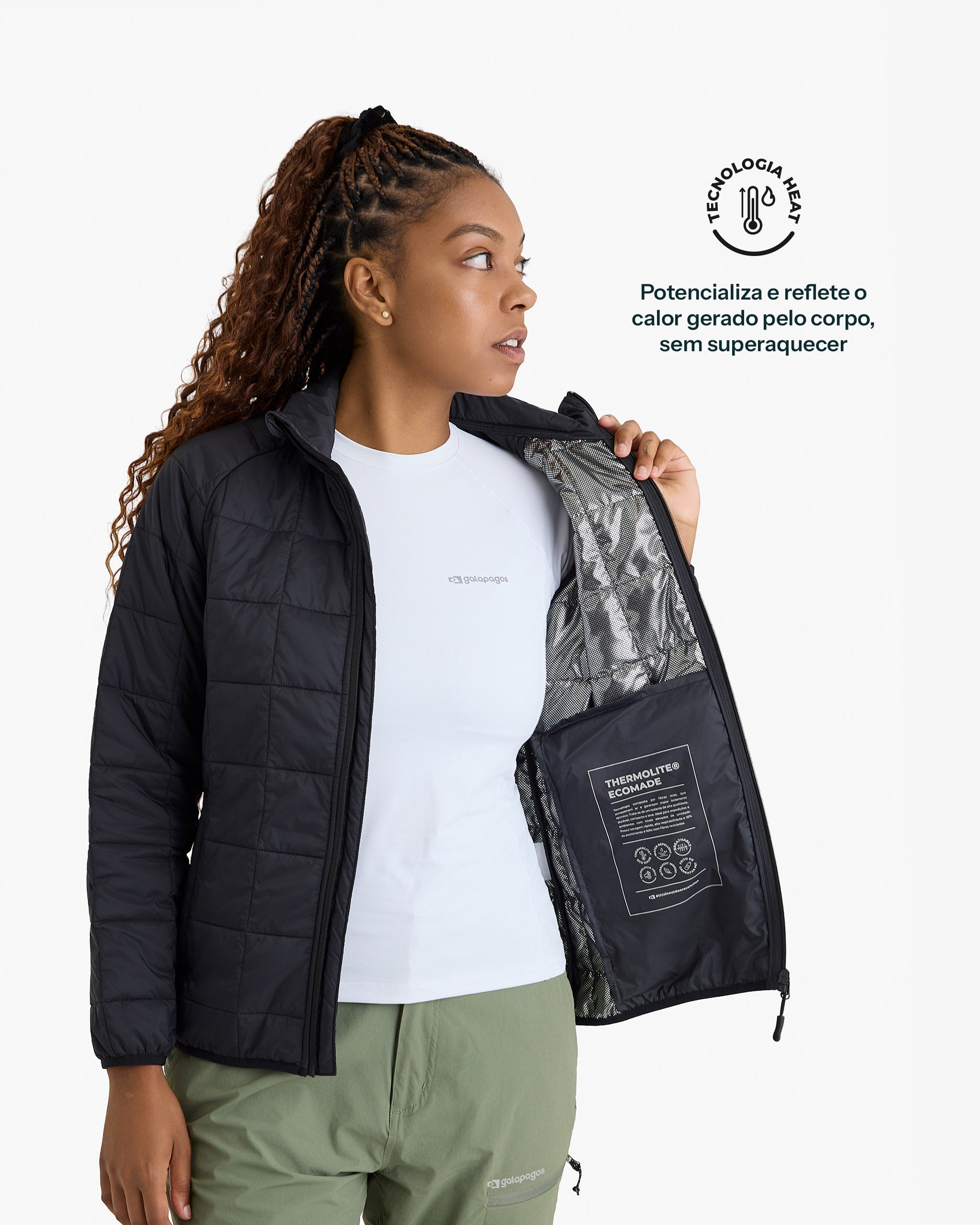 Jaqueta Puffer Ibex Thermolite Heat Feminina - Preta