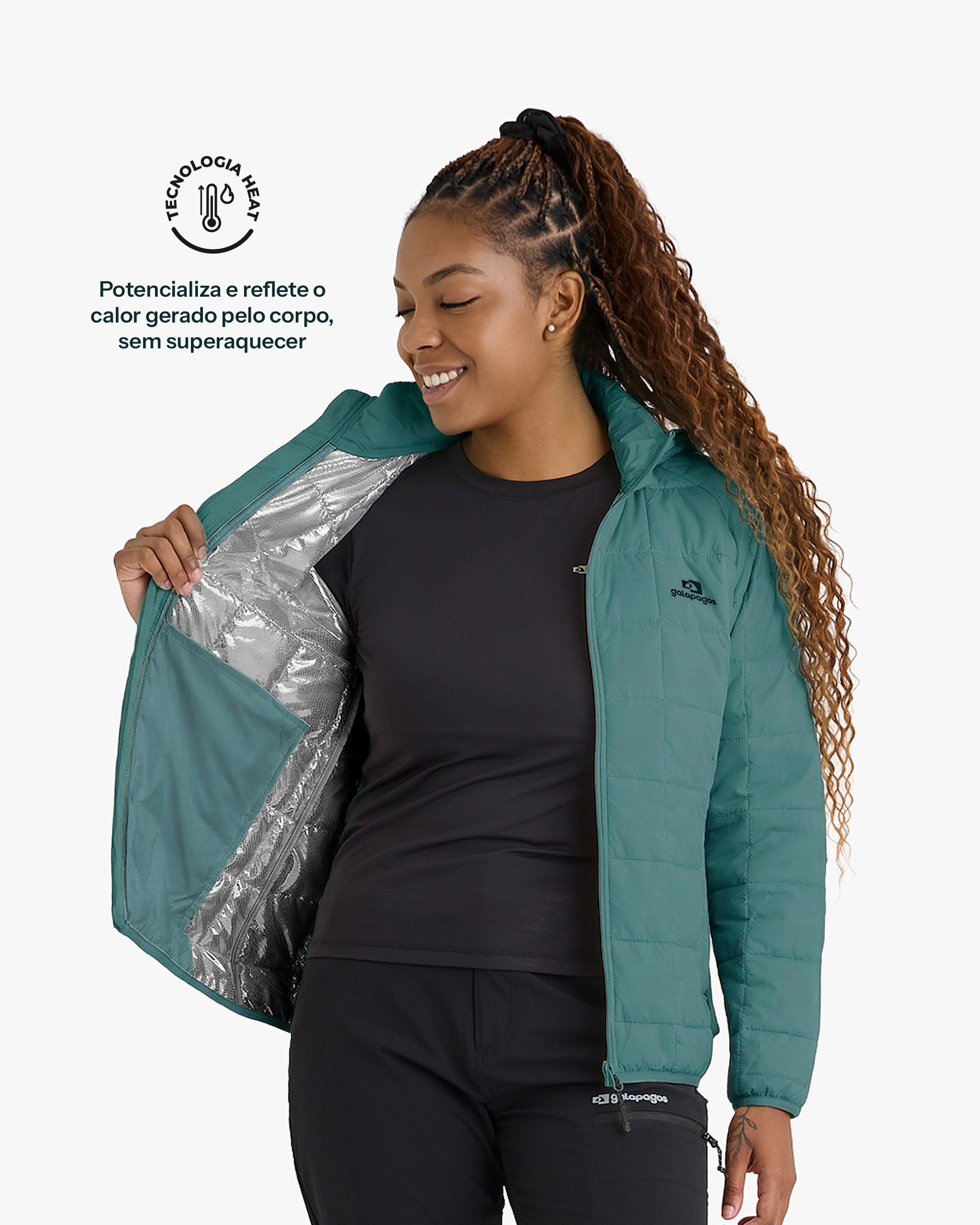 Jaqueta Puffer Ibex Thermolite Heat Feminina - Verde