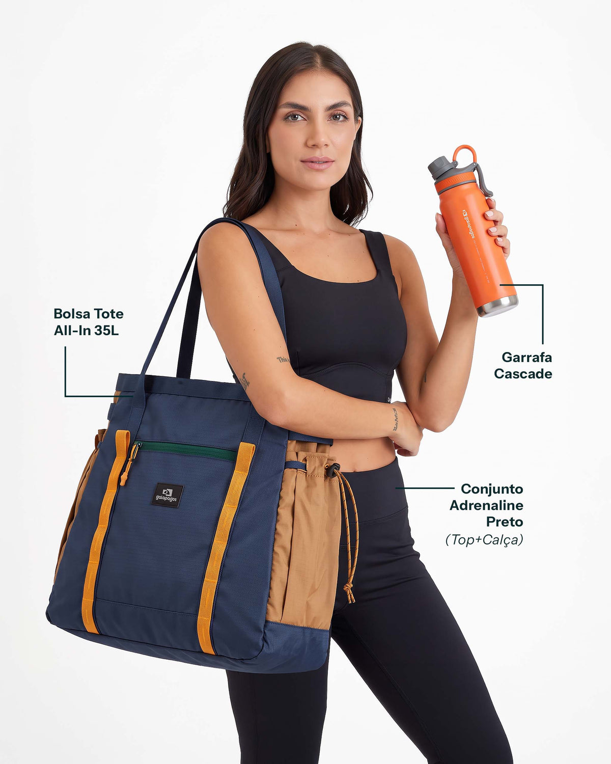 Kit Adrenaline + Bolsa Tote All In + Garrafa Cascade