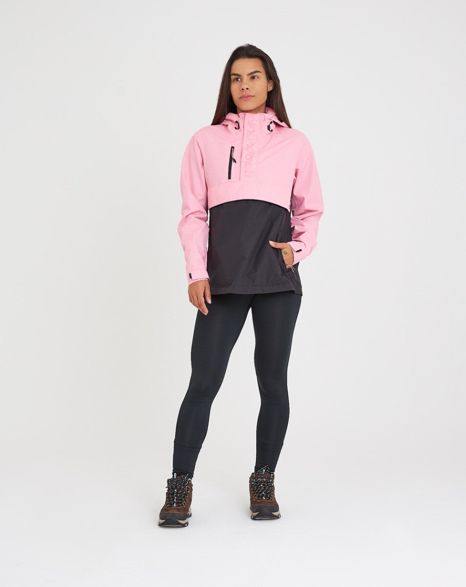 Jaqueta Anorak Impermeável Feminina Snow - Rosa e Preto