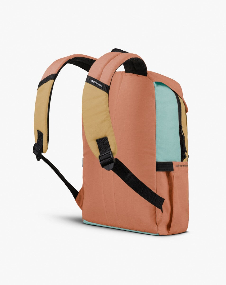 Mochila Gaivota 15L - Salmão, Mostarda e Turquesa