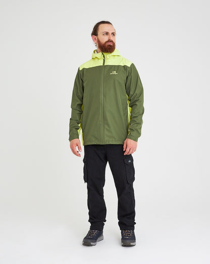 Jaqueta Corta Vento Impermeável Masc. Thunder Verde Musgo e Amarelo Neon