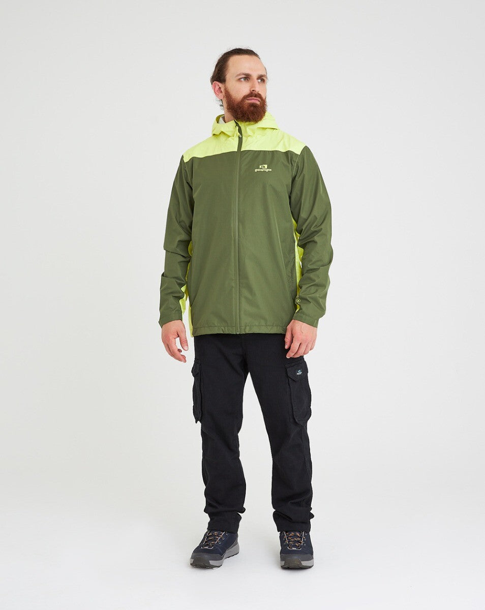 Jaqueta Corta Vento Impermeável Masc. Thunder Verde Musgo e Amarelo Neon