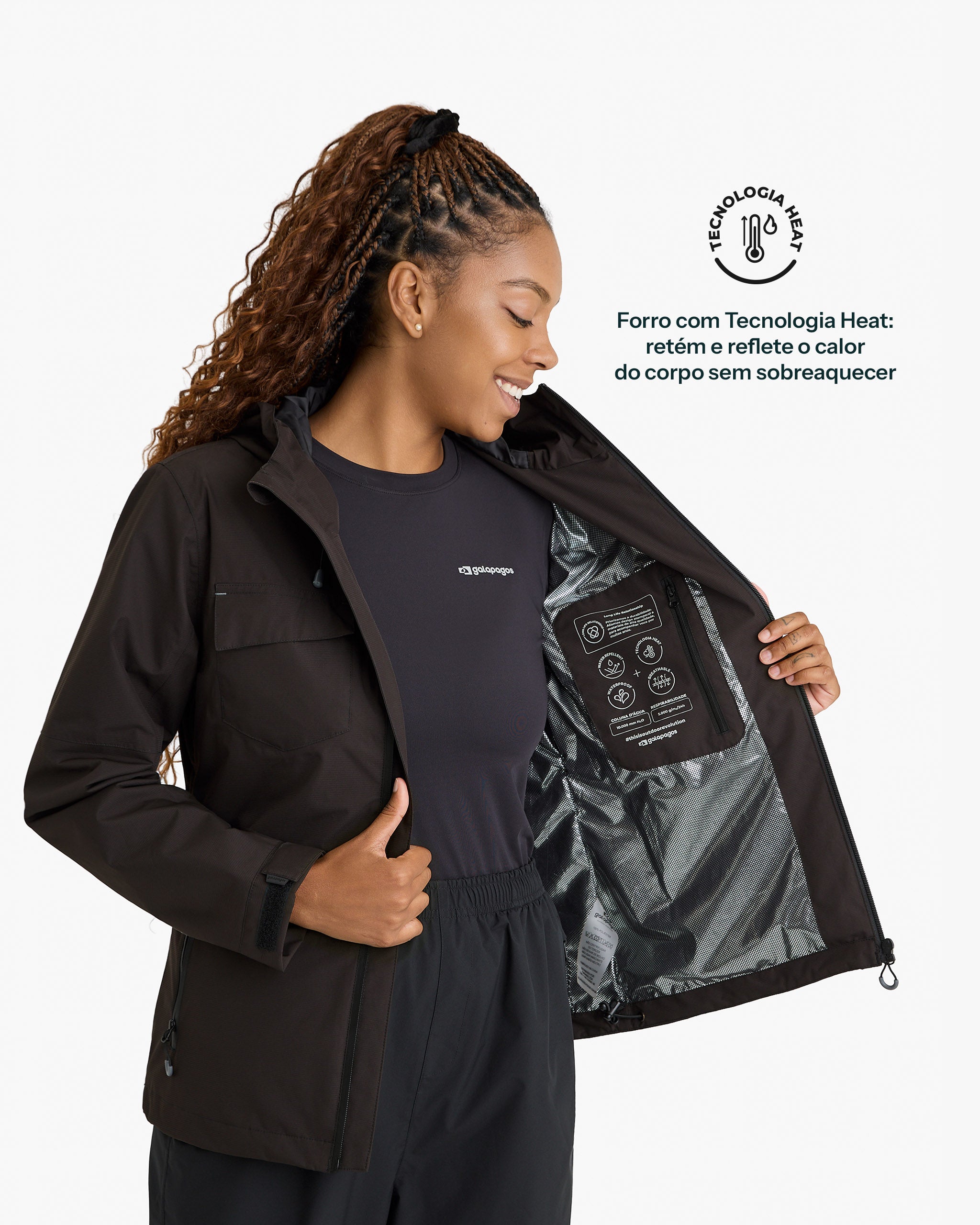 Jaqueta Impermeável Darwin Heat Feminina - Preta