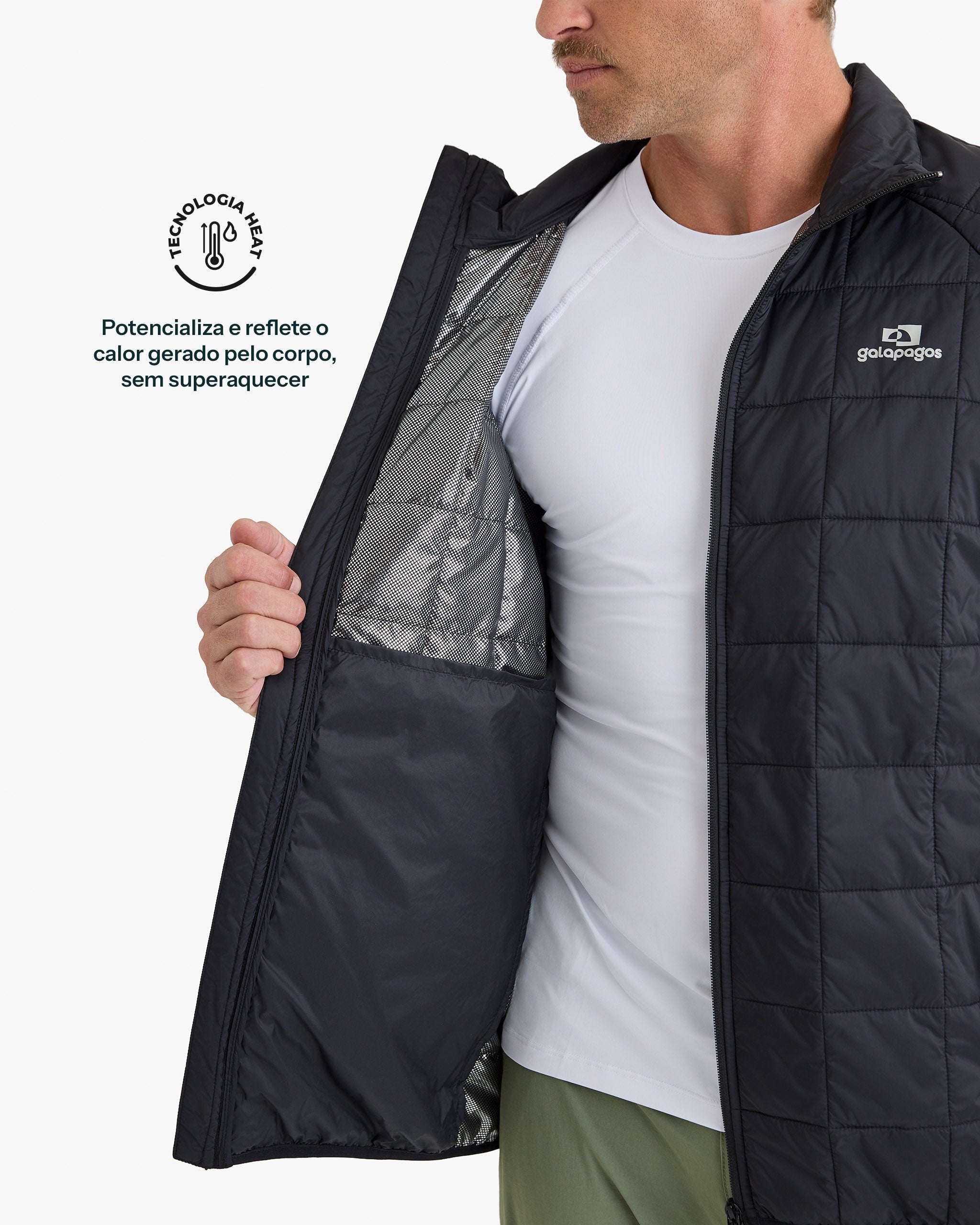 Jaqueta Puffer Ibex Thermolite Heat Masculina - Preta