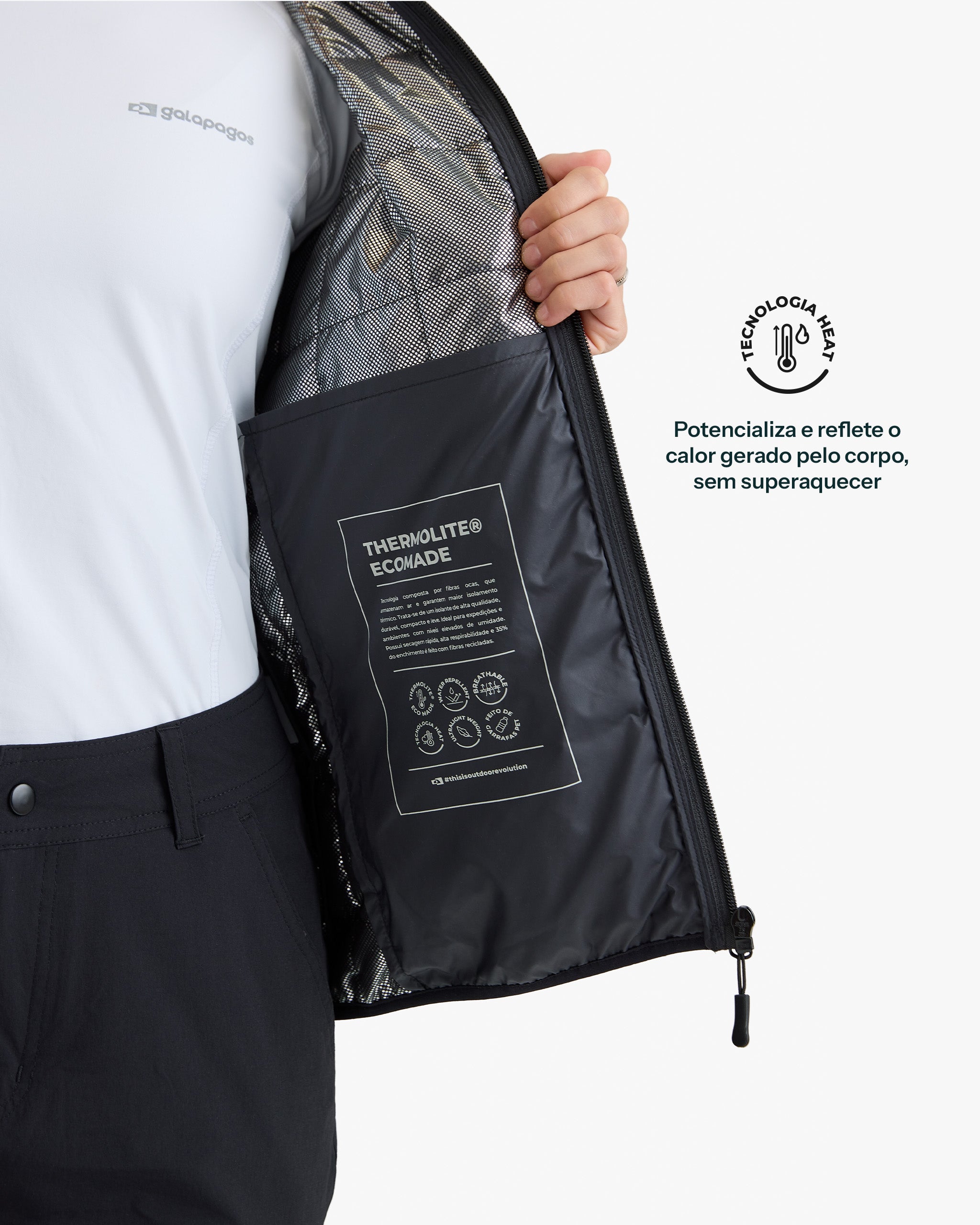 Jaqueta Puffer Ibex Thermolite Heat Feminina - Preta