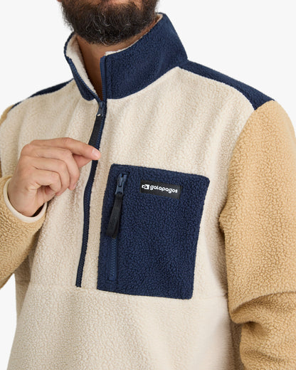 Blusão Fleece Sherpa All Gender - Off White e Cáqui