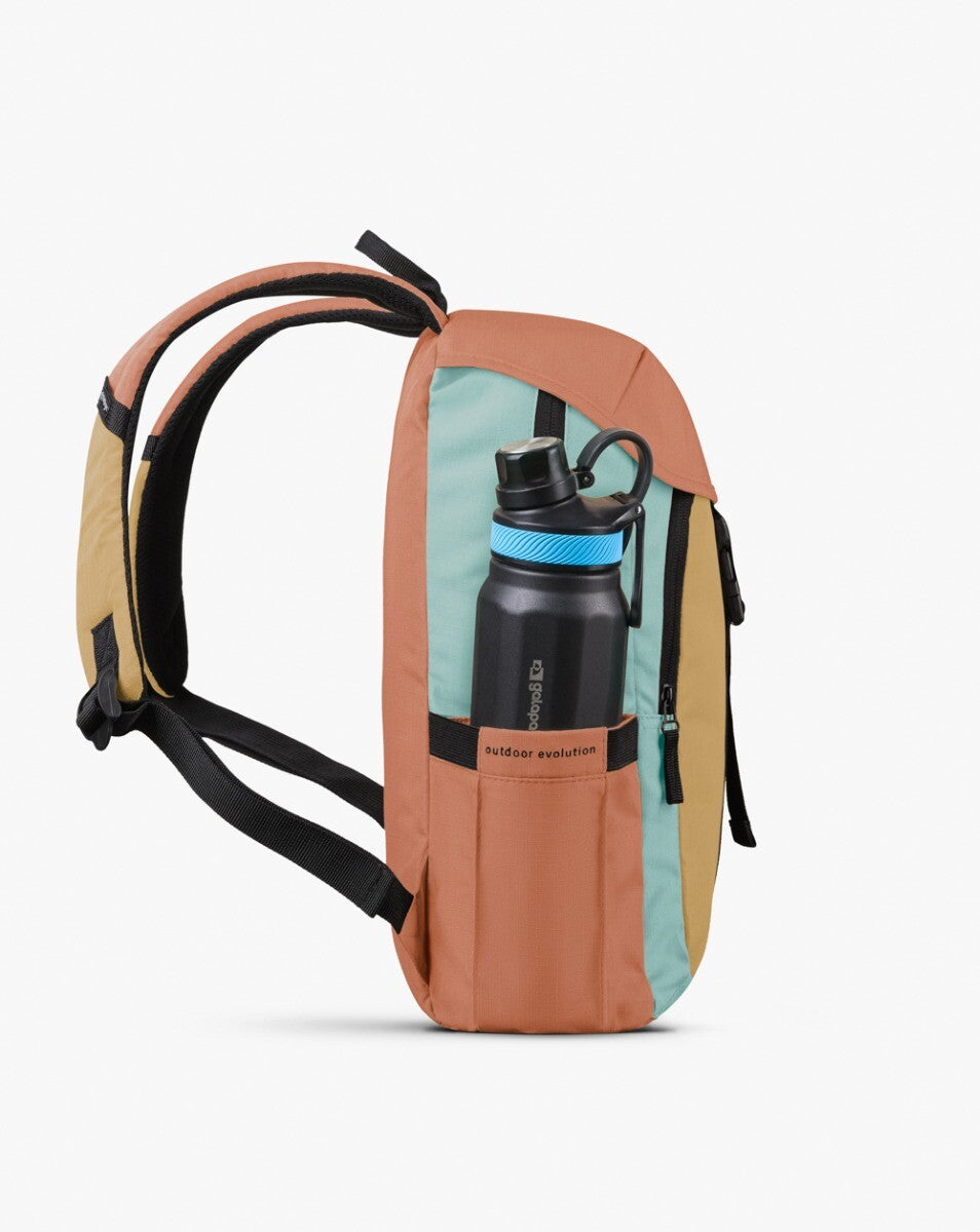 Mochila Gaivota 15L - Salmão, Mostarda e Turquesa