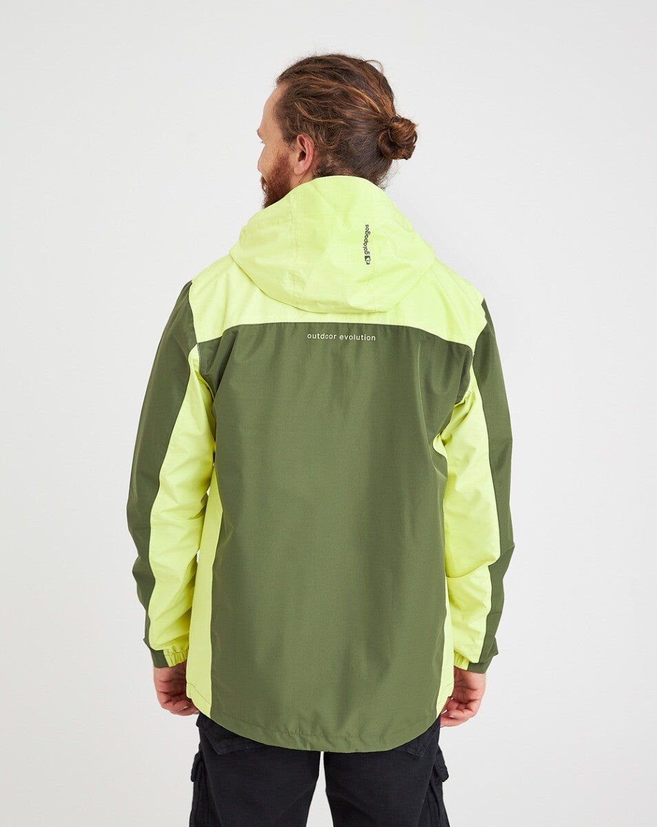 Jaqueta Corta Vento Impermeável Masc. Thunder Verde Musgo e Amarelo Neon