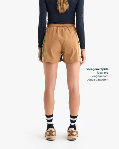 Shorts Raven Feminino - Caramelo e Verde