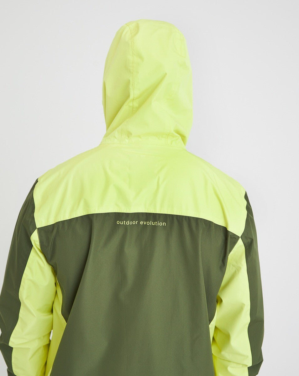 Jaqueta Corta Vento Impermeável Masc. Thunder Verde Musgo e Amarelo Neon