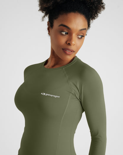 Blusa Segunda Pele UV Vella Feminina - Verde Oliva - Galapagos Outdoor