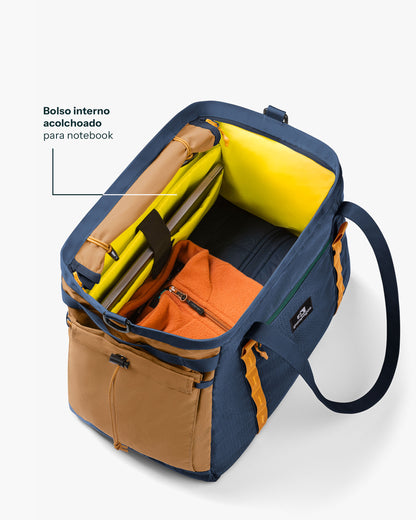 Bolsa Tote All-In 35L - Marinho e Caramelo