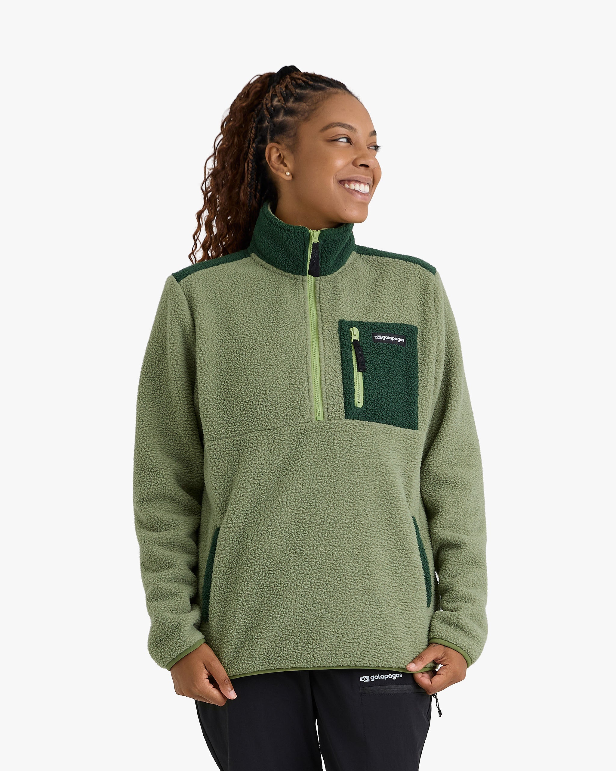 Blusão Fleece Sherpa Verde | Galapagos Outdoor