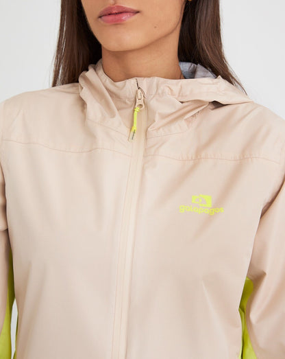 Jaqueta Corta Vento Impermeável Fem. Thunder Caqui e Amarelo Neon