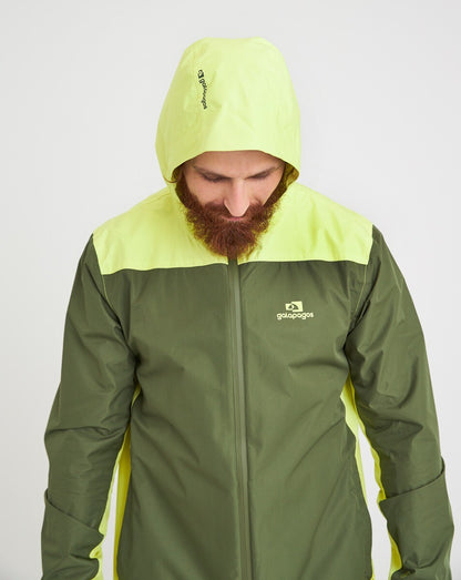 Jaqueta Corta Vento Impermeável Masc. Thunder Verde Musgo e Amarelo Neon