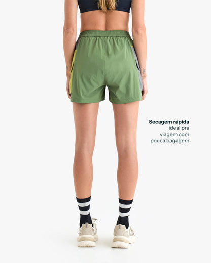 Shorts Raven Feminino - Verde e Cinza