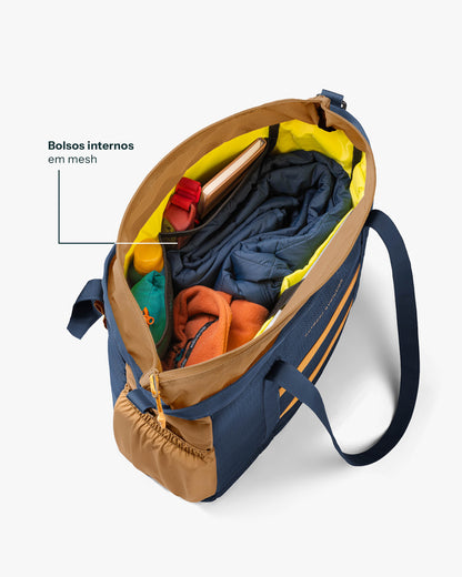Bolsa Tote All-In Daily 21L - Marinho e Caramelo