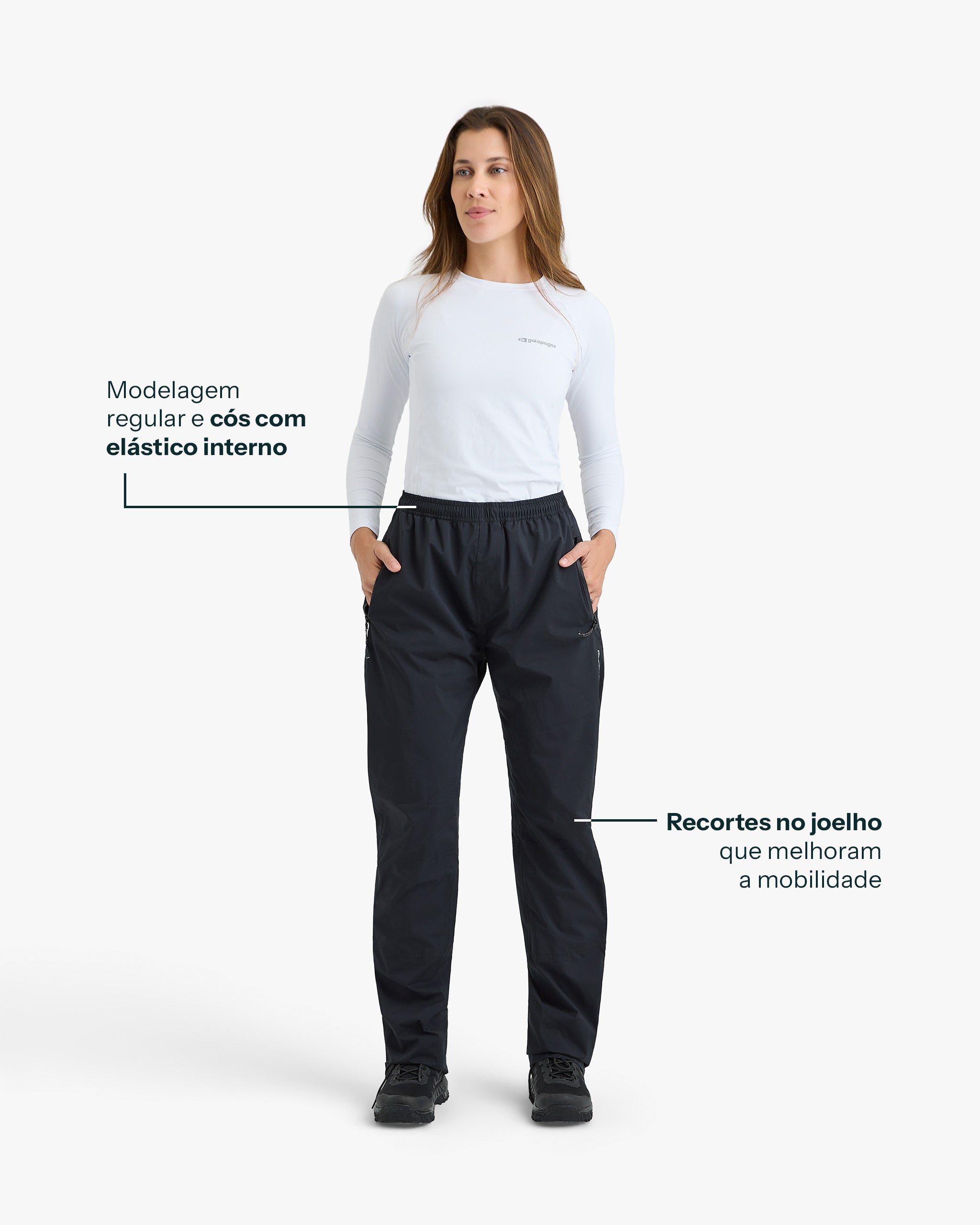 Calça Impermeável Darwin Storm Feminina - Preta - Galapagos Outdoor