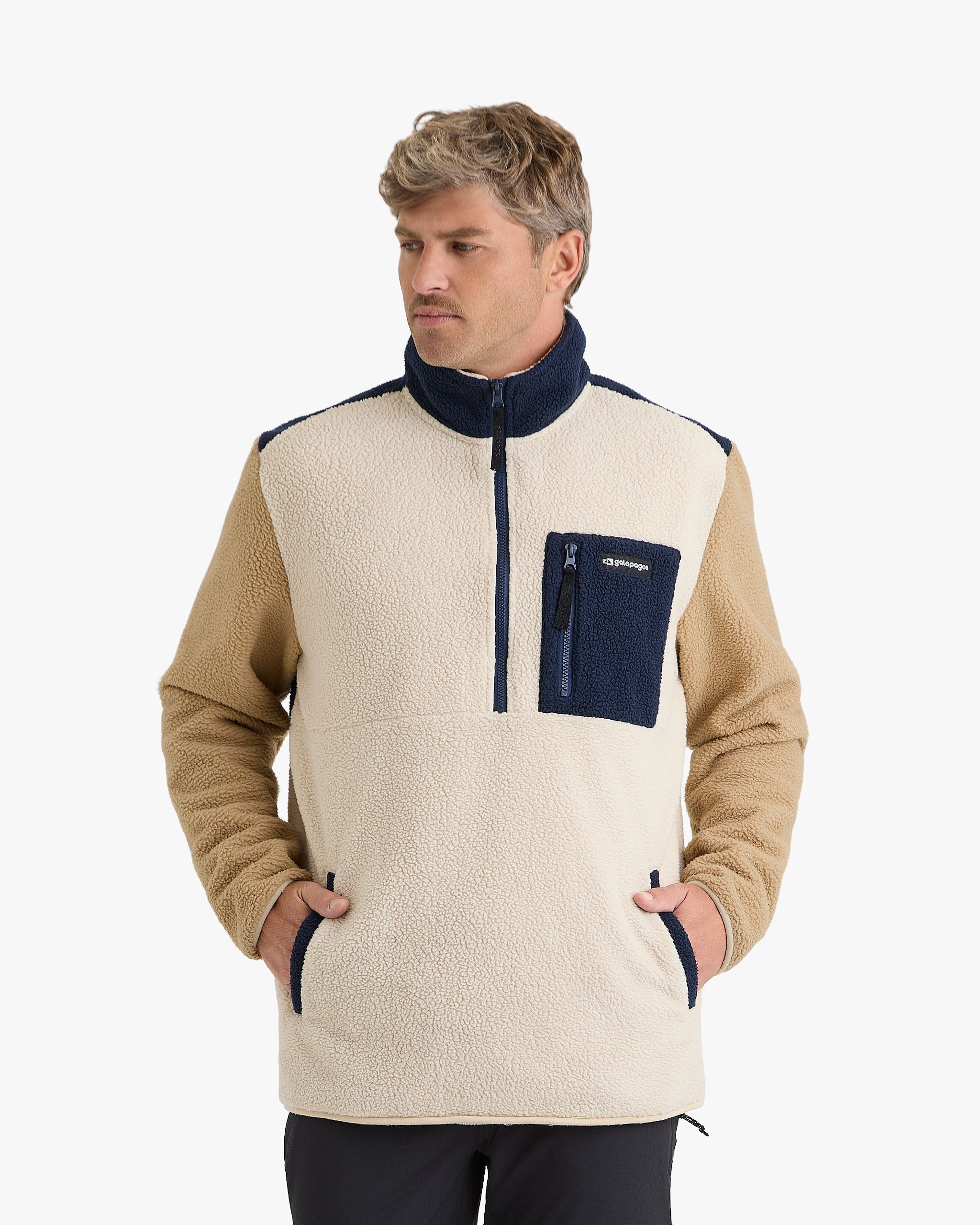 Blusão Fleece Sherpa All Gender - Off White e Cáqui