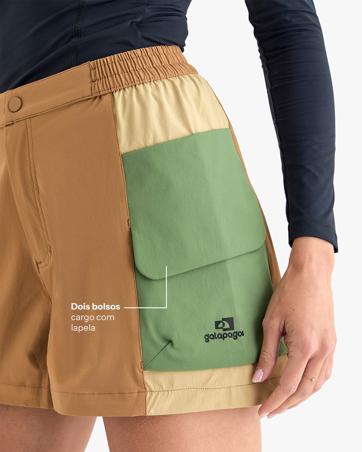 Shorts Raven Feminino - Caramelo e Verde
