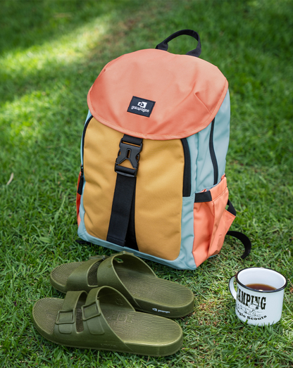 Mochila Gaivota 15L - Salmão, Mostarda e Turquesa