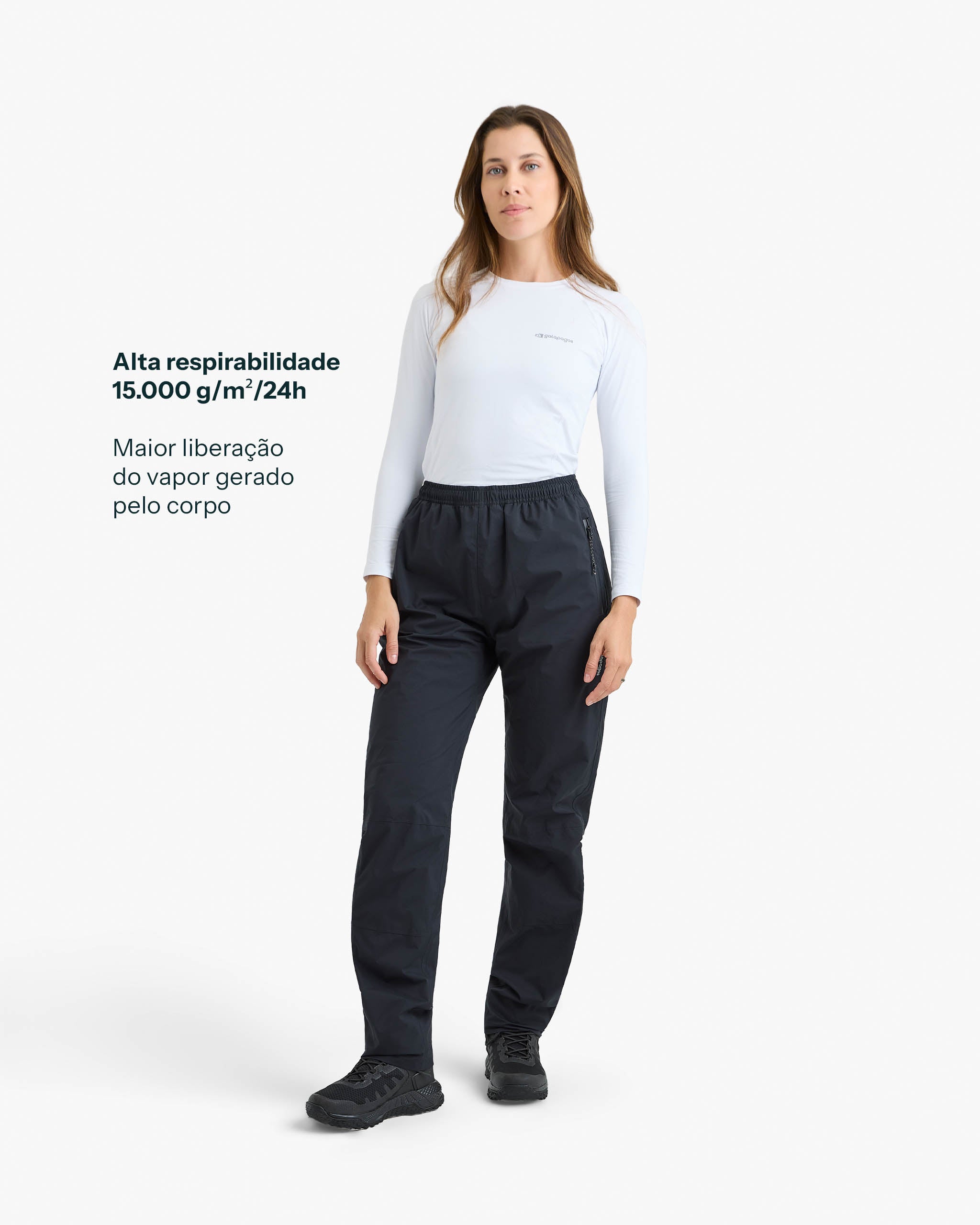 Calça Impermeável Darwin Storm Feminina - Preta - Galapagos Outdoor