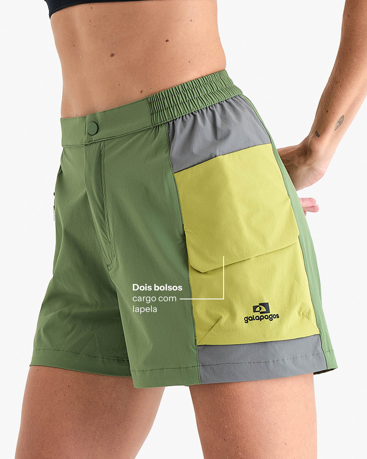 Shorts Raven Feminino - Verde e Cinza