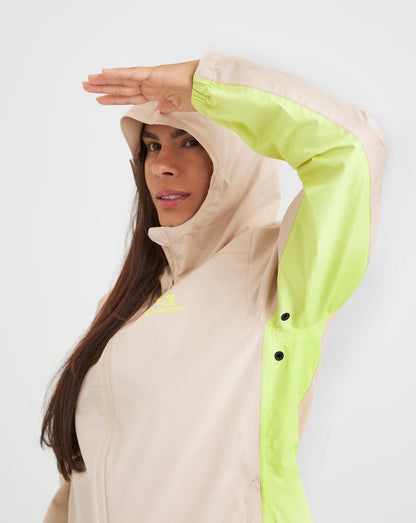 Jaqueta Corta Vento Impermeável Fem. Thunder Caqui e Amarelo Neon