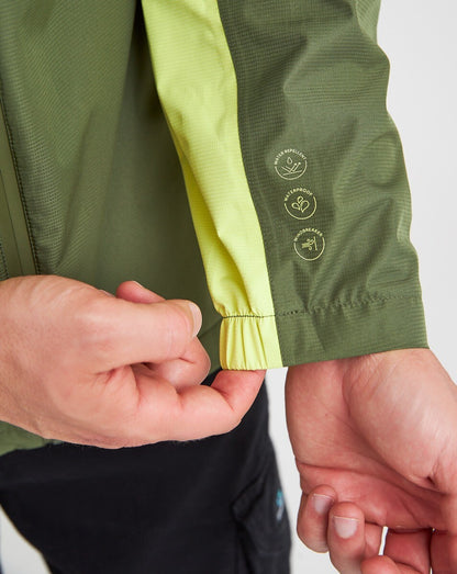 Jaqueta Corta Vento Impermeável Masc. Thunder Verde Musgo e Amarelo Neon