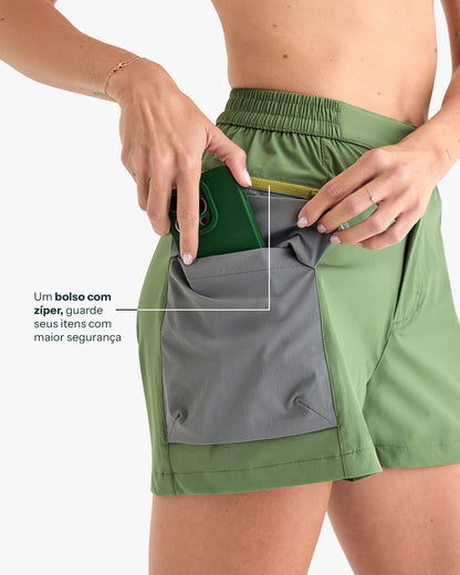 Shorts Raven Feminino - Verde e Cinza