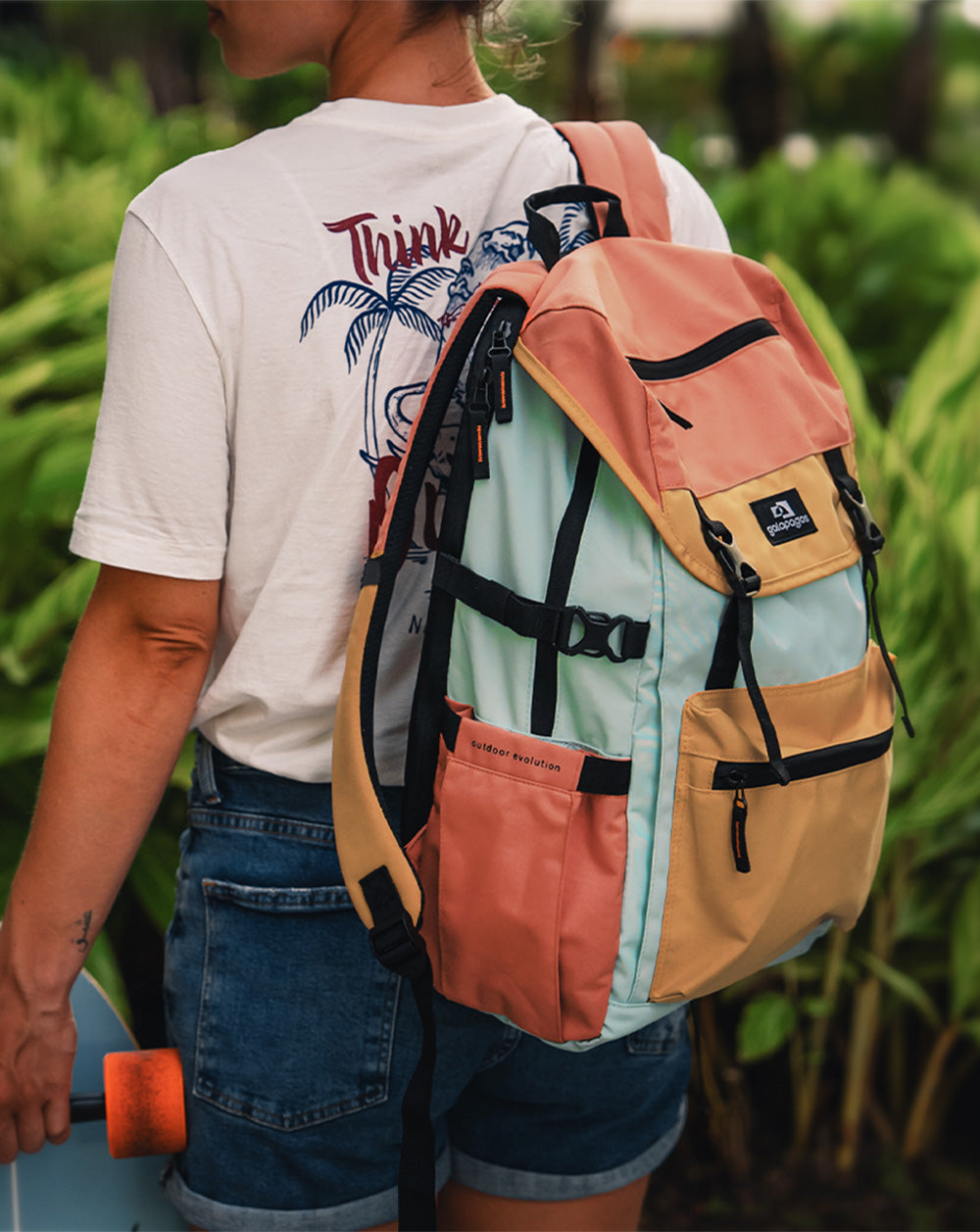 Mochila Pelican 30L - Salmão, Mostarda e Turquesa - Galapagos Outdoor