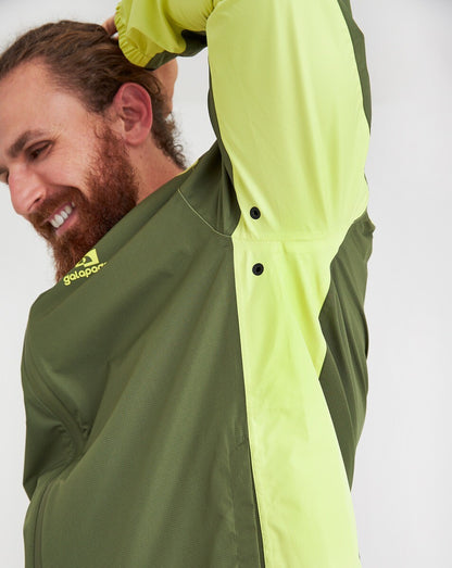 Jaqueta Corta Vento Impermeável Masc. Thunder Verde Musgo e Amarelo Neon