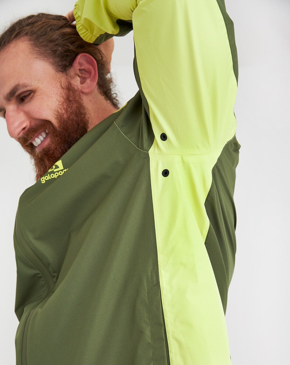 Jaqueta Corta Vento Impermeável Masc. Thunder Verde Musgo e Amarelo Neon