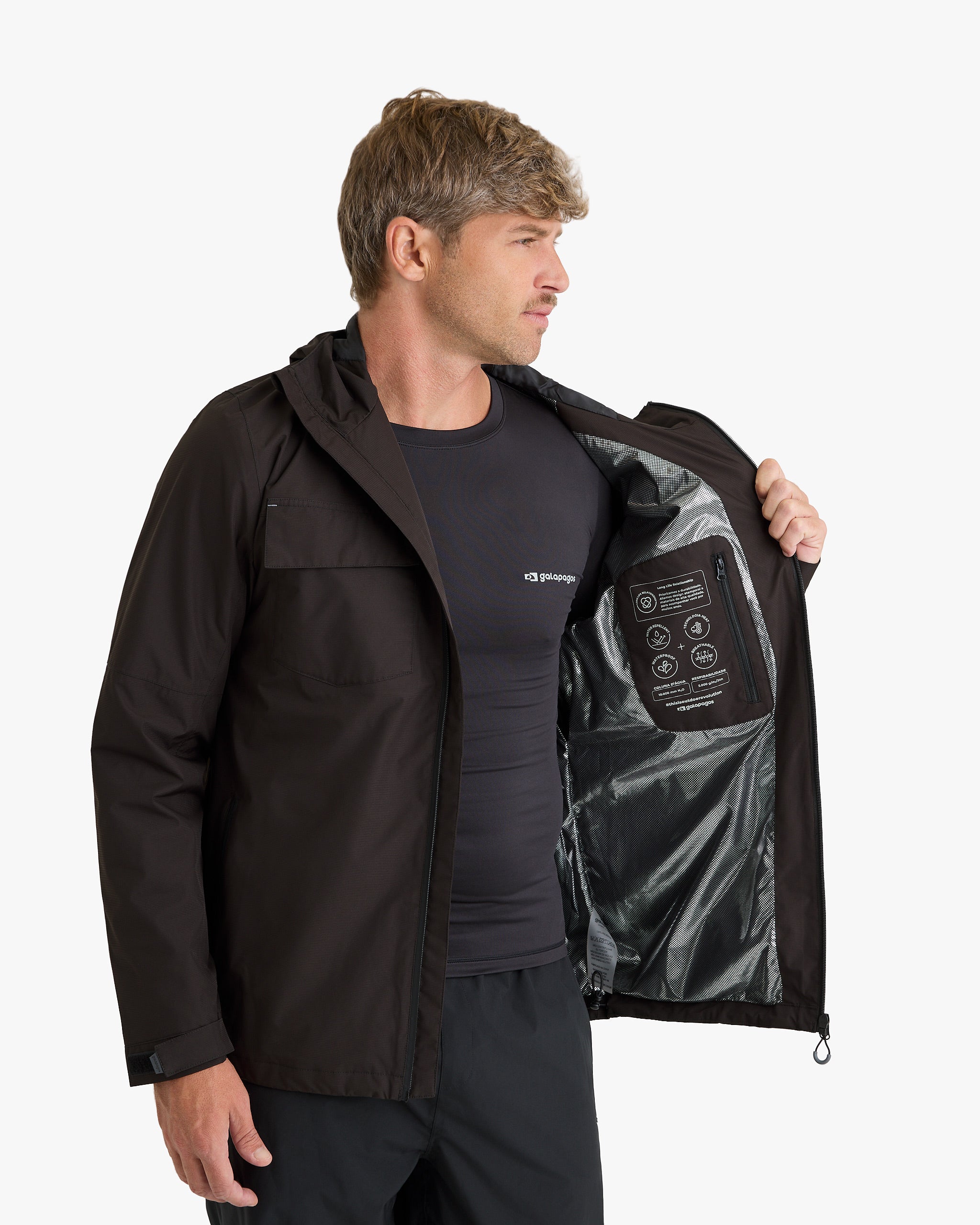 Jaqueta Impermeável Darwin Heat Masculina - Preta