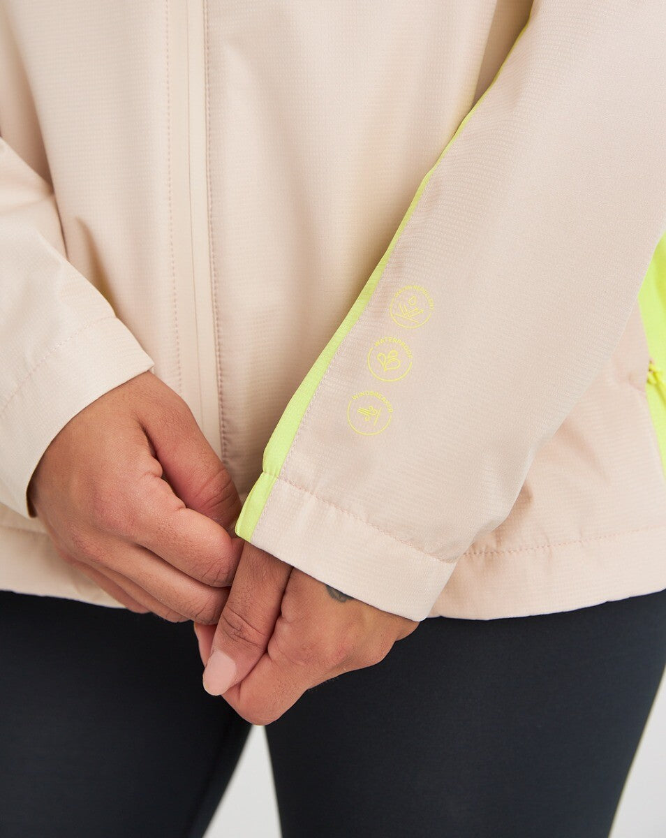 Jaqueta Corta Vento Impermeável Fem. Thunder Caqui e Amarelo Neon