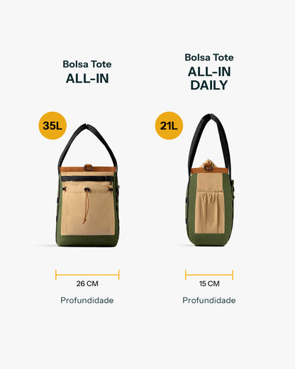 Bolsa Tote All-In Daily 21L - Marrom e Bege