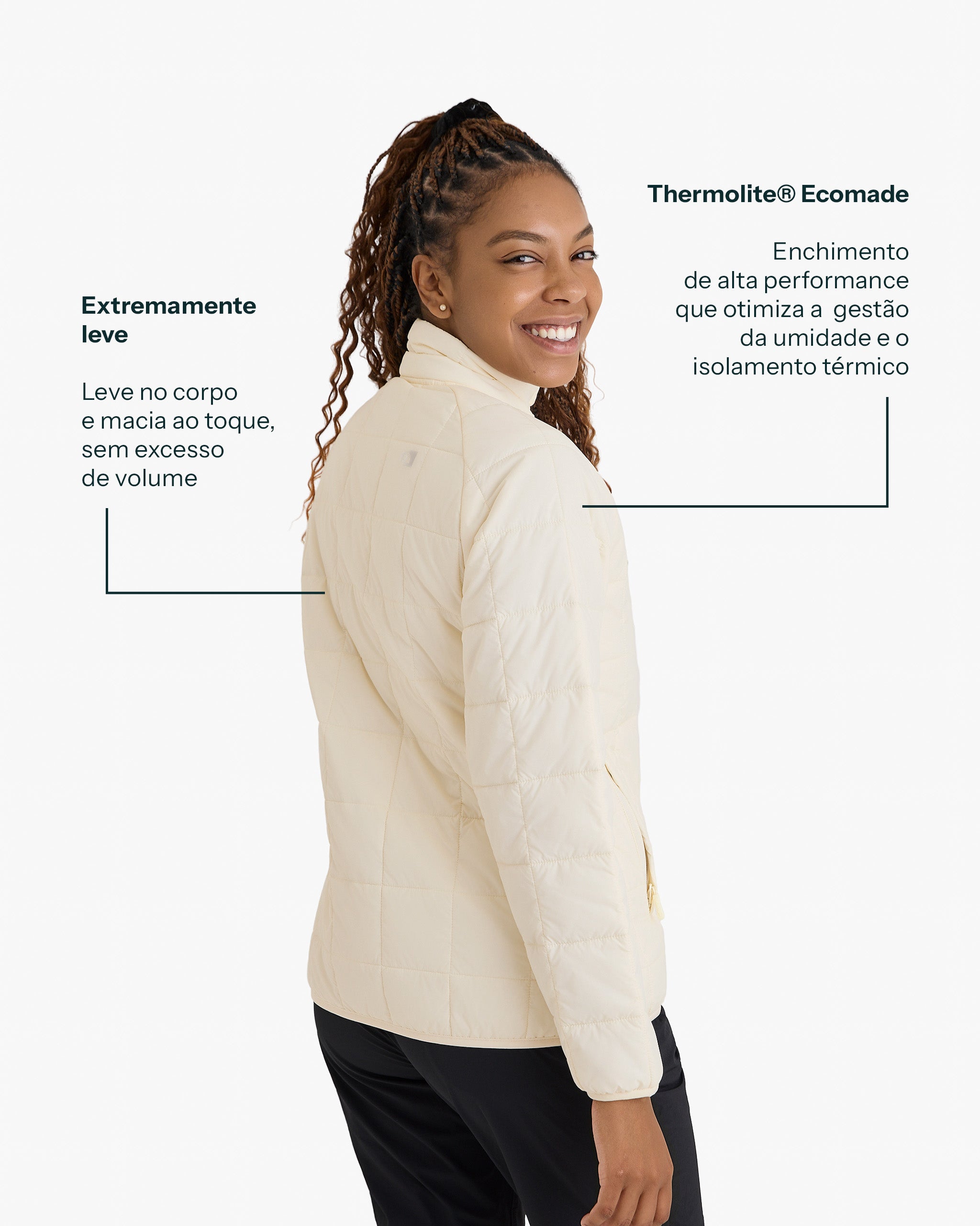 Jaqueta Puffer Ibex Thermolite Heat Feminina - Off White