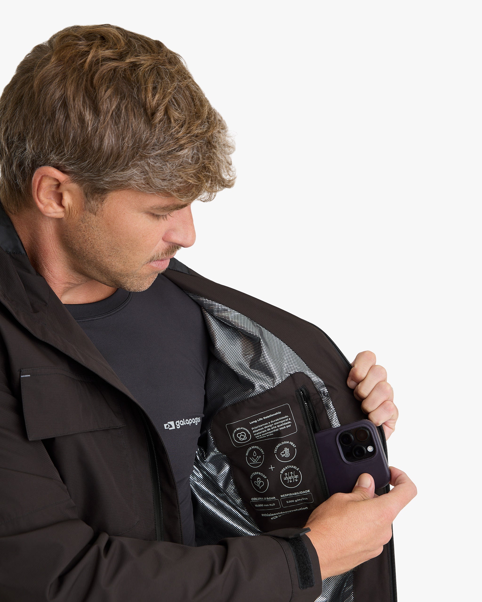Jaqueta Impermeável Darwin Heat Masculina - Preta